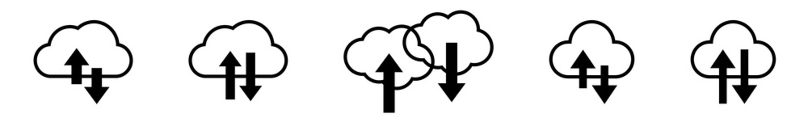 Wall Mural - cloud upload download icon black | clouds arrow up down illustration | computing storage symbol | se