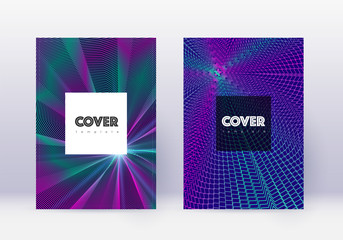 Hipster cover design template set. Neon abstract l