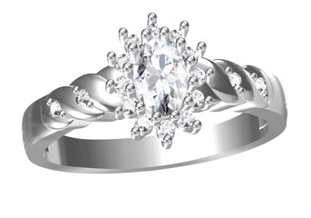 Wedding ring on white background .3D rendering