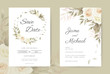 Wedding invitation card Vintage white roses. Set card template.