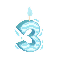 Birthday Number Candle as Festive Cake Decoration Element Vector Illustration