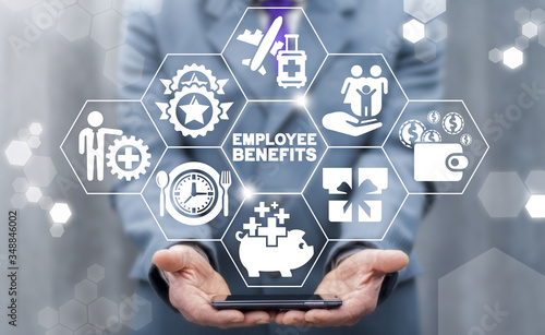 Fotografía Employee Benefits Career Concept. Business Bonus Work Perks.