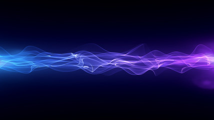 Wall Mural - retro sci-fi background of the 80`s. abstract sound energy wave field of music with wavy particles. 