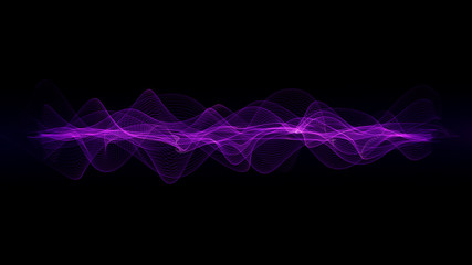 Wall Mural - retro sci-fi background of the 80`s. abstract sound energy wave field of music with wavy particles. 