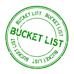 Sticker - Grunge green bucket list word round rubber seal business stamp on white background