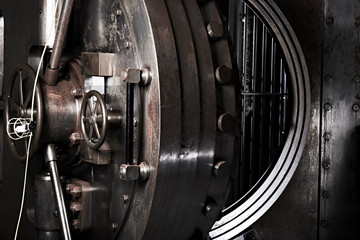 bank vault door and deposit box 