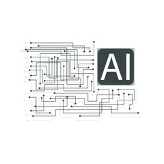 Modern line art icon with. Gray artificial intelligence line connection on white background for wallpaper design. Design element. Abstract light.