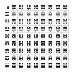 Wall Mural - vector symbols with i ching hexagrams for your design