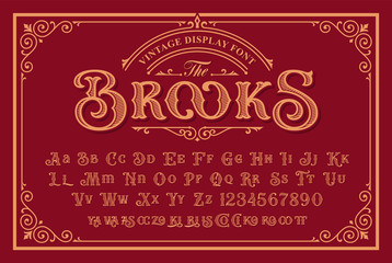 a vintage font with upper and lower case, numbers, and special ligatures as well. it is perfect for 