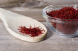 Close up on spoon with red saffron