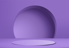 Minimal Purple Podium And Scene With 3d Render Vector In Abstract Background Composition, 3d Illustration Mock Up Scene Geometry Shape Platform Forms For Product Display. Stage For Awards In Modern