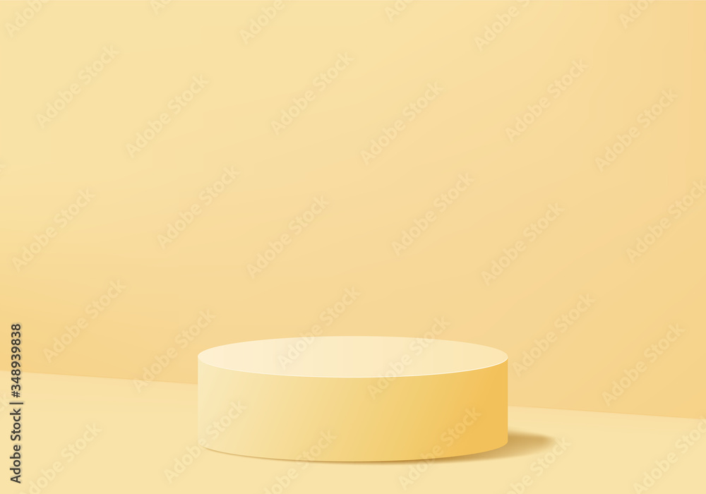 Minimal Podium and scene with 3d render vector in abstract yellow background composition, 3d illustration mock up scene geometry shape platform forms for product display. stage for awards in modern. - obrazy, fototapety, plakaty 