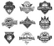Basketball team labels, set of sport league badges