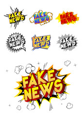 Fake News - Comic book style word on abstract background.