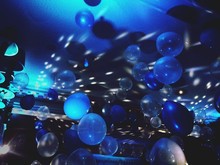 Blue Balloons Flying In A Party
