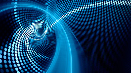Wall Mural - abstract dark background. digital art fractal graphics. composition of glowing lines and mosaic half