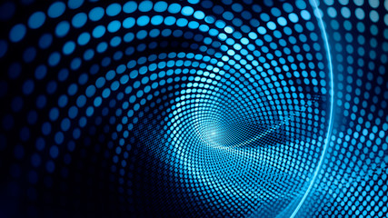 Wall Mural - abstract dark background. digital art fractal graphics. composition of glowing lines and mosaic half