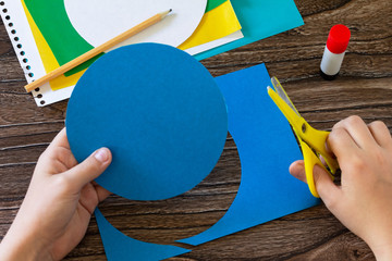 Wall Mural - Instruction step 3. Gift paper boat for father's day. Children's art project, craft for children. Craft for kids.