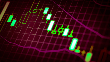 Candlestick chart Down trend of trading graph in graphic concept suitable for financial investment or Economic trends business idea and all art work design. Abstract finance background