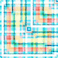Beautiful Abstract Background, A Combination Of Mosaic Stripes And Squares, White, Electric Blue, Pink, Yellow.