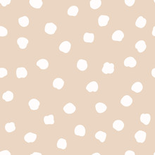 Vector Seamless Polka Dots Pattern In A Chaotic Manner. Hand Drawn, Doodle Style. Design For Fabric, Wrapping, Wallpaper, Textile
