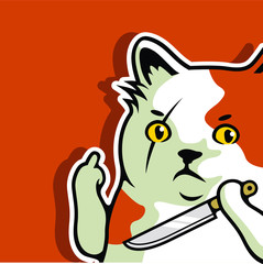 Wall Mural - Cute Bad Fat Cat Animal Showing Fuck you, Hand Gesture Symbol Vector Illustration - Vector