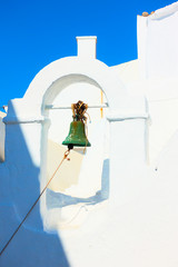 Poster - Small bell tower of ancient greek church in Mykonos