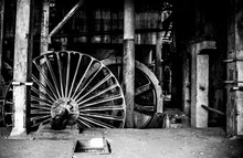 Rusty Wheels In Abandoned Factory