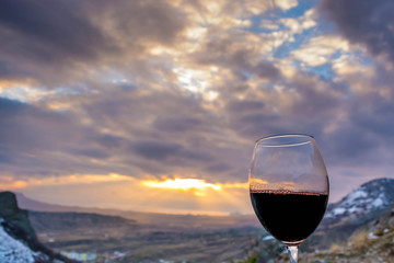 Wall Mural - Wine glass on the nature