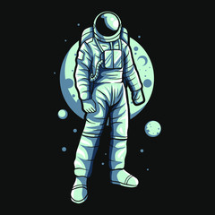 Wall Mural - astronaut standing on space over the moon vector illustration design