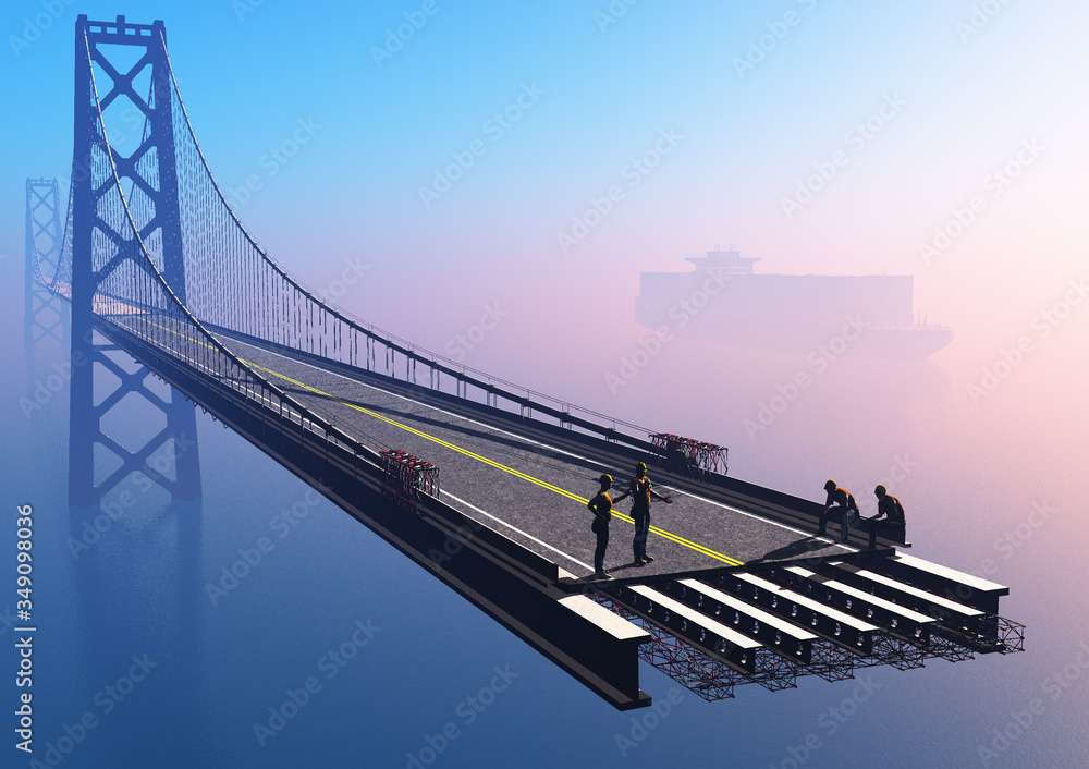 The construction of the bridge. Stock Illustration | Adobe Stock