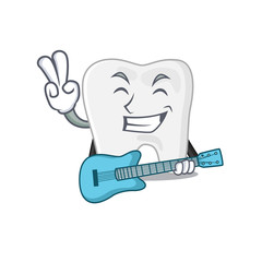 Wall Mural - brilliant musician of tooth cartoon design playing music with a guitar