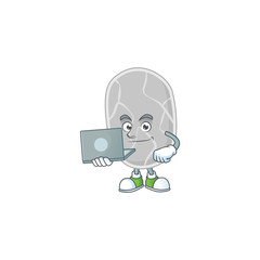 Sticker - Diligent nitrospirae cartoon drawing concept working from home with laptop