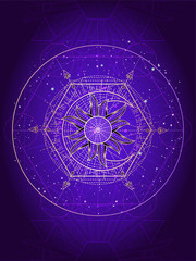 Wall Mural - vector illustration of sacred geometry symbol on abstract background. mystic sign drawn in lines. im