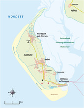 Vector Map Of The North Frisian Island Of Amrum In German Language