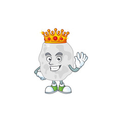 Sticker - A charming King of planctomycetes cartoon character design with gold crown