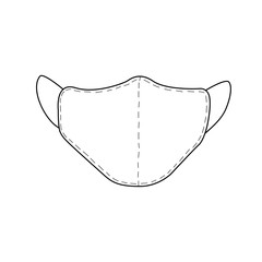 Naklejka na meble Medical mask icon. A means of protection against viruses and diseases. Front view. Face template. Simple Outline drawing. Vector EPS10 illustration