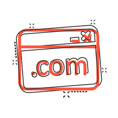 Wall Mural - website domain icon in comic style. com internet address cartoon vector illustration on white isolat