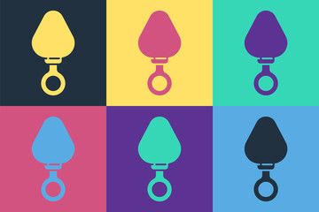 Wall Mural - Pop art Anal plug icon isolated on color background. Butt plug sign. Fetish accessory. Sex toy for men and woman. Vector