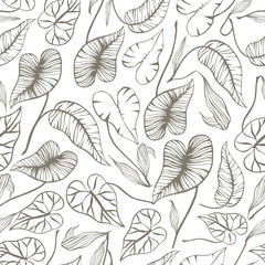 Wall Mural - Tropical trendy seamless pattern with exotic palm leaves.