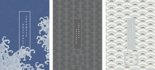 Wall Mural - oriental japanese style abstract pattern background design wave move and geometry curve cross scale