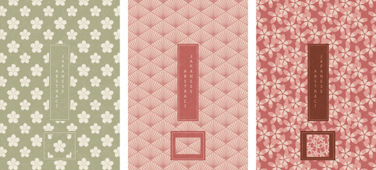 Wall Mural - oriental japanese style abstract seamless pattern background design geometry polygon and cherry blos