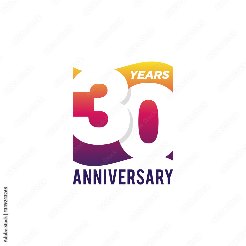 30 Years Anniversary Celebration Icon Vector Logo Design Template. Gradient Flag Style. - obrazy, fototapety, plakaty 