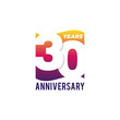 30 Years Anniversary Celebration Icon Vector Logo Design Template. Gradient Flag Style.