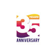 35 Years Anniversary Celebration Icon Vector Logo Design Template. Gradient Flag Style.