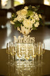 wedding table setting with flowers and glasses