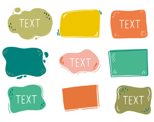 Poster - Hand drawn set of speech bubbles with text place. Comic doodle sketch style. Text and speech balloon element of color. Vector illustration for icon design.