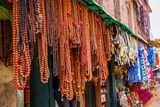 Fototapeta  - Rudraksha Mala prayer beads Shop in the Market