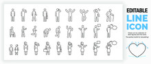 Editable Set Of Stick Figures, Part Of A Huge Collection Of  Line Icons And Stick Figures! 
