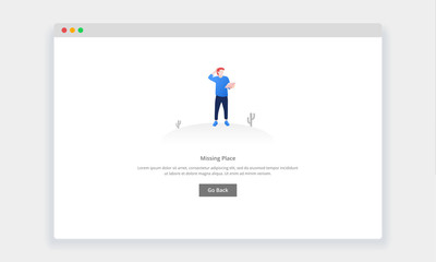 Wall Mural - Modern flat design concept of confused man looking at map , page doesn't exist for website and mobile website. empty states page template